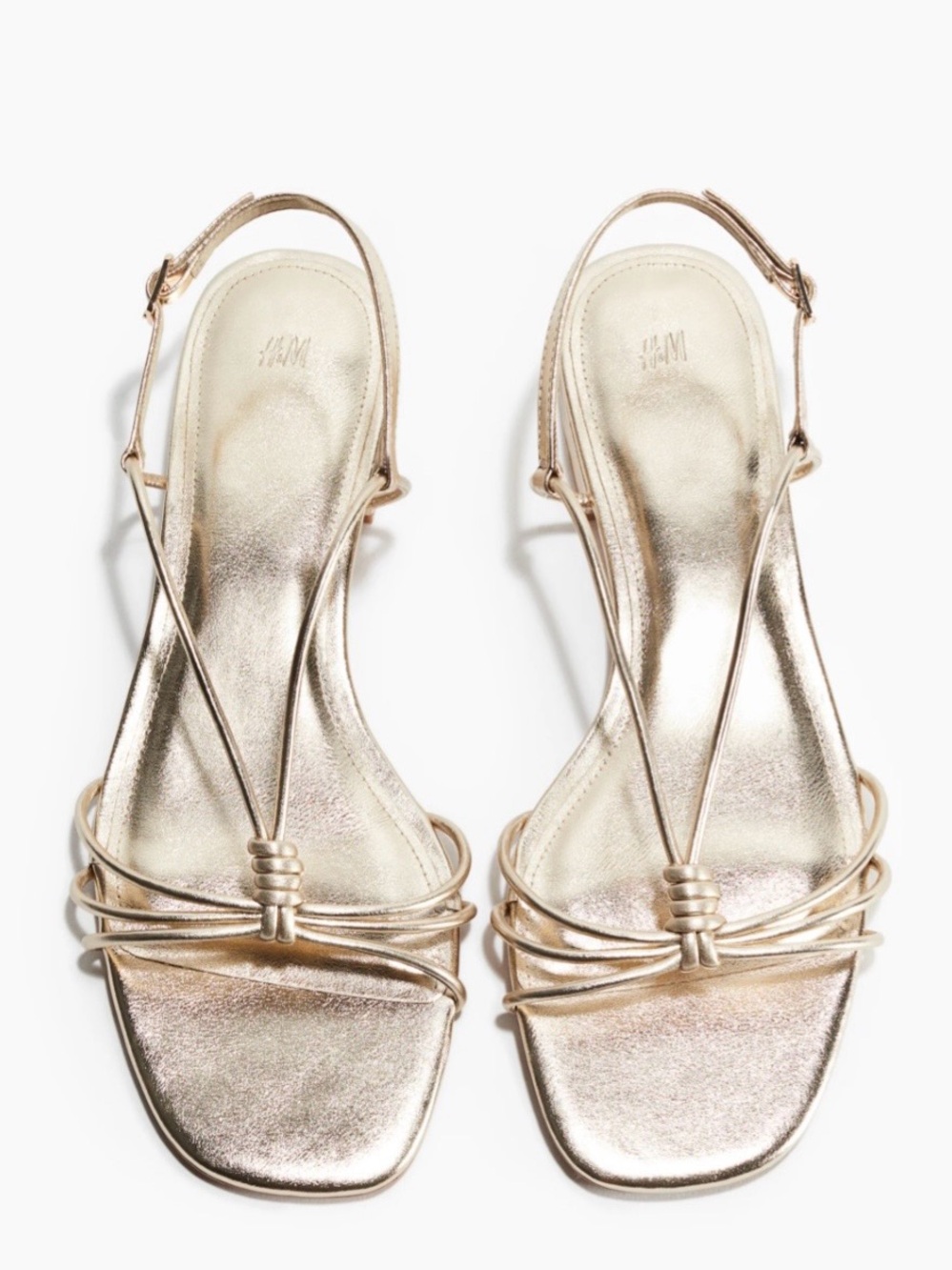 H&M Rose Gold Strappy Knot Slingback Sandals